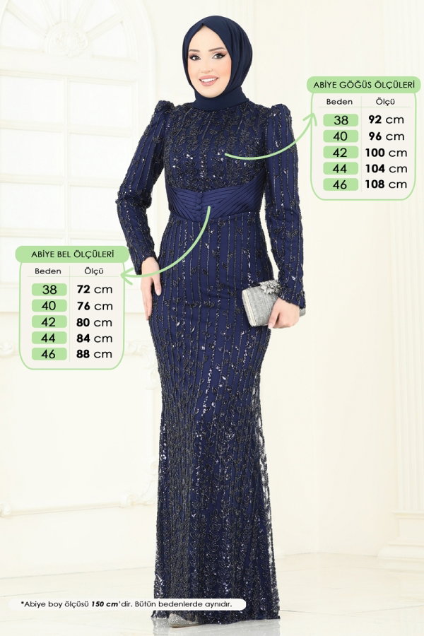 Modaselvim %30 DISCOUNT Evening Dress 4929D170 Navy Blue