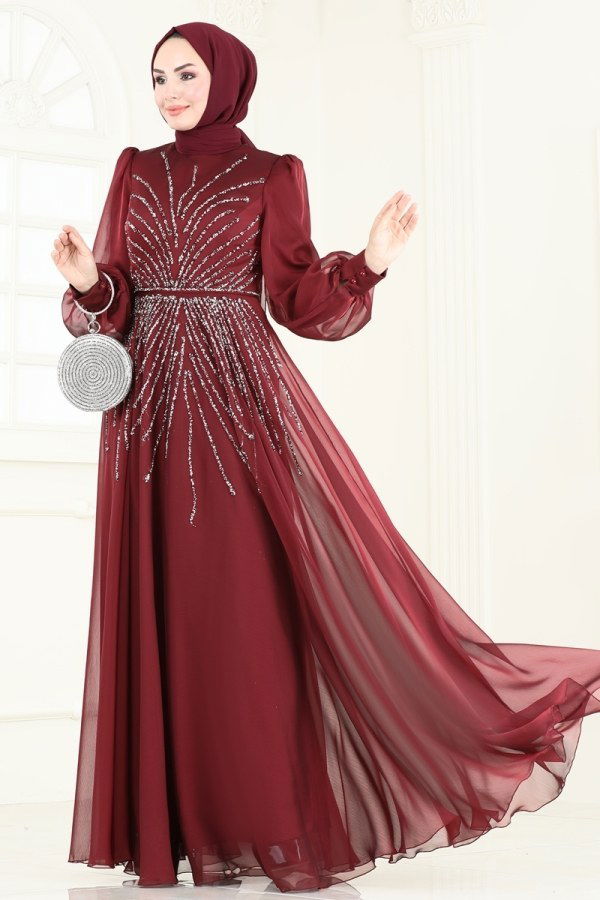 Evening Dress 4953D170 Burgundy - 2