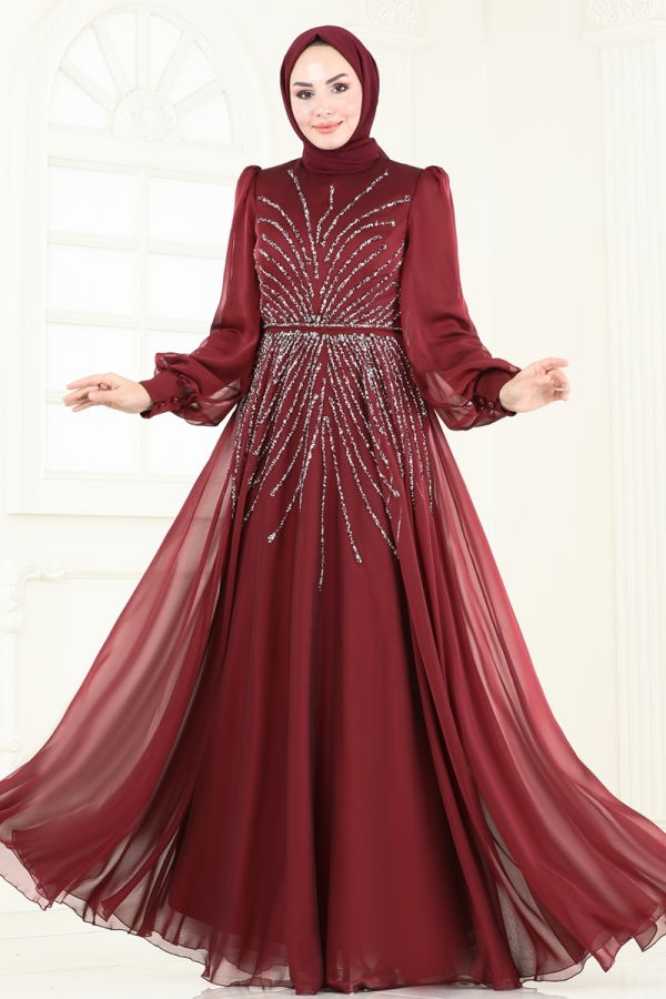 Evening Dress 4953D170 Burgundy - 1