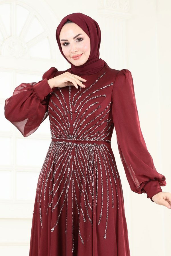 Evening Dress 4953D170 Burgundy - 4