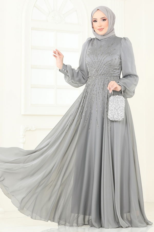 Evening Dress 4953D170 Gray - Moda Selvim