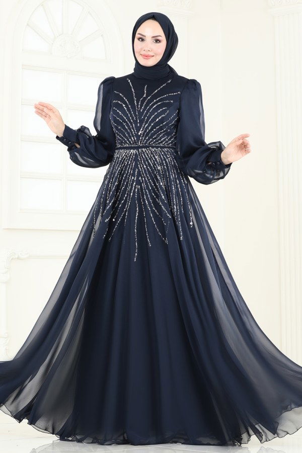 Evening Dress 4953D170 Navy Blue - 2