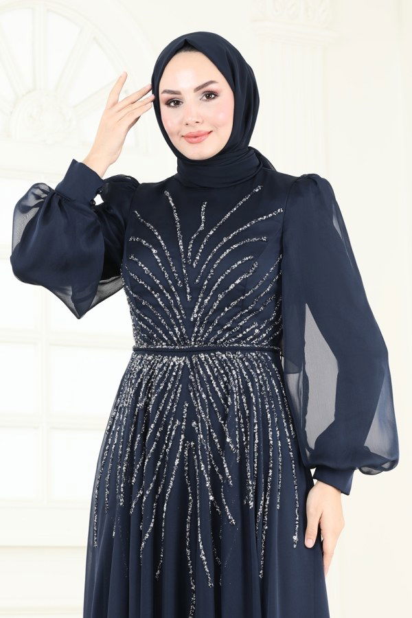 Evening Dress 4953D170 Navy Blue - 4