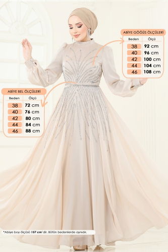 moda selvim فستان سهرة بيج 4953D170 - Thumbnail
