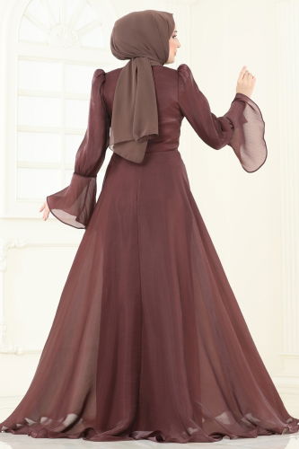 moda selvim Evening Dress 4986D170 Dark Rose Dusky - Thumbnail