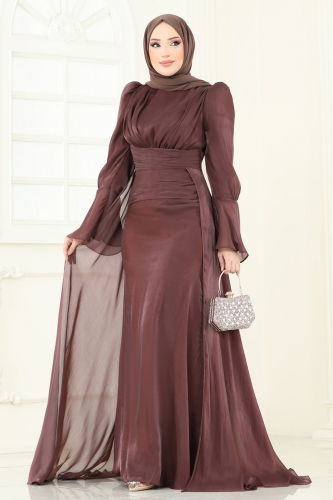 moda selvim Evening Dress 4986D170 Dark Rose Dusky - Thumbnail