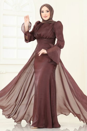 moda selvim فستان سهرة وردي غامق 4986D170 - Thumbnail