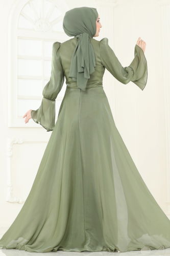 moda selvim Evening Dress 4986D170 Khaki - Thumbnail