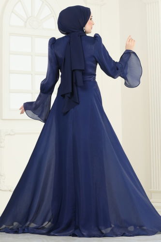 moda selvim Evening Dress 4986D170 Navy Blue - Thumbnail