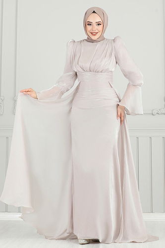 moda selvim فستان سهرة بيج 4986D170 - Thumbnail