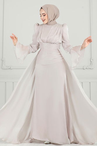 moda selvim فستان سهرة بيج 4986D170 - Thumbnail