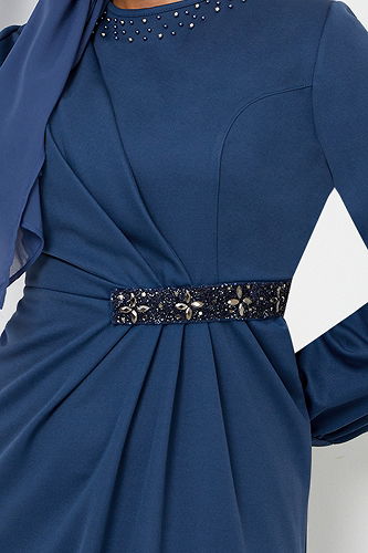 moda selvim EVENING DRESS 5027SL890-M Indigo - Thumbnail