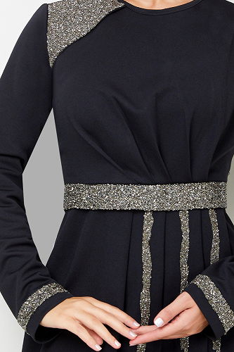 moda selvim EVENING DRESS 5029SL890-M Black - Thumbnail