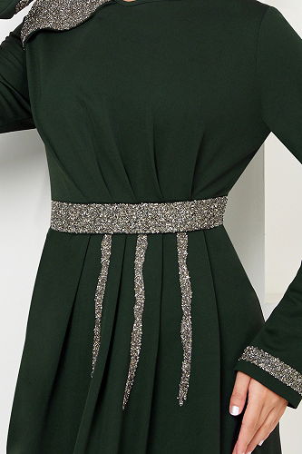 moda selvim EVENING DRESS 5029SL890-M Emerald - Thumbnail