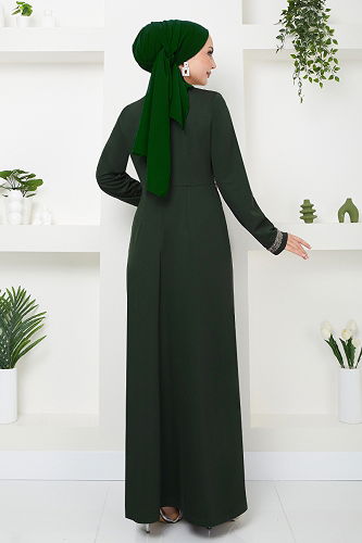 moda selvim EVENING DRESS 5029SL890-M Emerald - Thumbnail