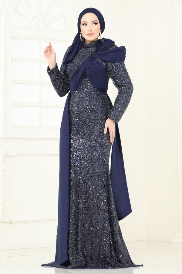 Modaselvim SUAL Evening Dress 5070D170 Navy Blue