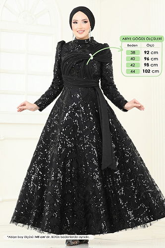 moda selvim فستان سهرة أسود 5099D170 - Thumbnail