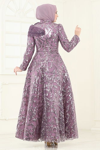 moda selvim فستان سهرة ليلكي 5099D170 - Thumbnail