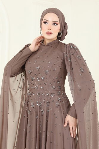 moda selvim Evening Dress 5117D170 Powder Vision - Thumbnail