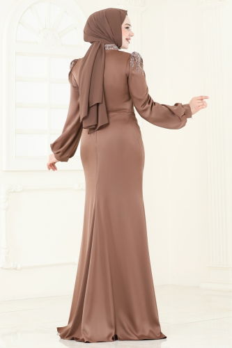 moda selvim Evening Dress 5130D170 Dark Vision - Thumbnail