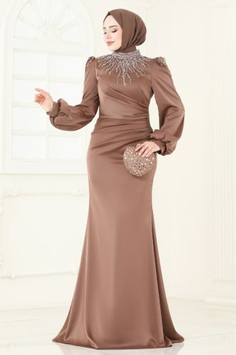 moda selvim Evening Dress 5130D170 Dark Vision - Thumbnail