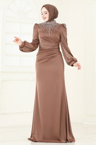 moda selvim Evening Dress 5130D170 Dark Vision - Thumbnail