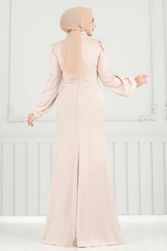 moda selvim فستان سهرة بيج 5130D170 - Thumbnail