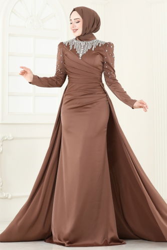 moda selvim Evening Dress 5131D170 Dark Vision - Thumbnail