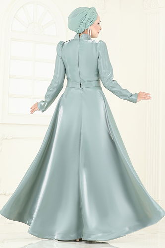 moda selvim Evening Dress 5150D170 Mint - Thumbnail