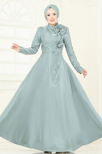 moda selvim Evening Dress 5150D170 Mint - Thumbnail