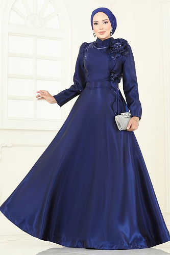 moda selvim فستان سهرة كحلي 5150D170 - Thumbnail