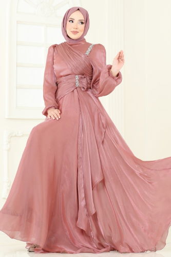 moda selvim Evening Dress 5164D170 Powder Vision - Thumbnail