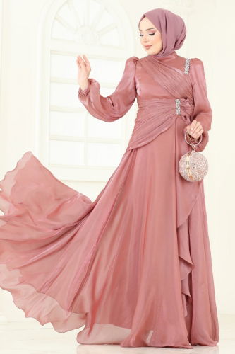moda selvim Evening Dress 5164D170 Powder Vision - Thumbnail