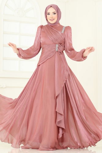 moda selvim Evening Dress 5164D170 Powder Vision - Thumbnail