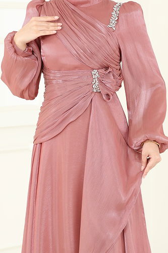 moda selvim Evening Dress 5164D170 Powder Vision - Thumbnail