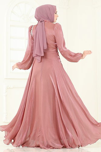 moda selvim فستان سهرة بيج وردي 5164D170 - Thumbnail