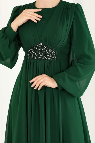 moda selvim EVENING DRESS 5217PCT864 Emerald - Thumbnail