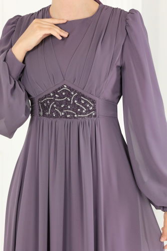 moda selvim Evening Dress 5217PCT864 Lilac - Thumbnail