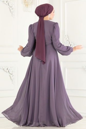 moda selvim Evening Dress 5217PCT864 Lilac - Thumbnail