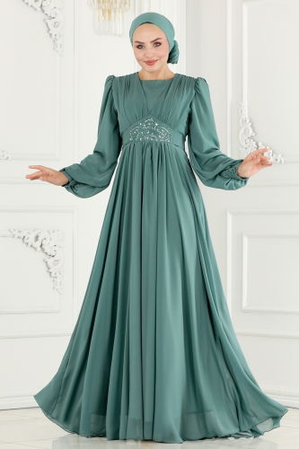 moda selvim EVENING DRESS 5217PCT864 Mint - Thumbnail