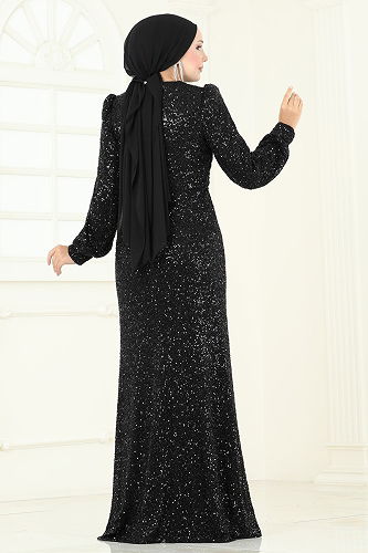 moda selvim فستان سهرة أسود 5238D170 - Thumbnail