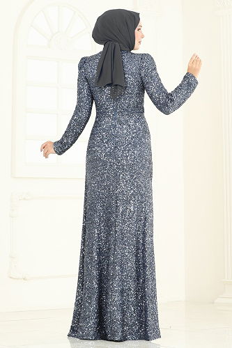 moda selvim Evening Dress 5247D170 Blue - Thumbnail