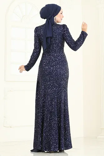 moda selvim Evening Dress 5247D170 Navy Blue - Thumbnail