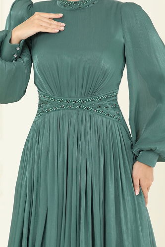 moda selvim Evening Dress 5275D170 Dark Mint - Thumbnail