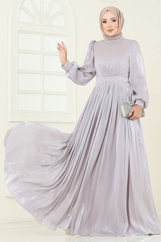 moda selvim فستان سهرة رمادي 5275D170 - Thumbnail