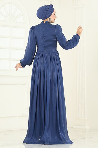 moda selvim Evening Dress 5275D170 Navy Blue - Thumbnail