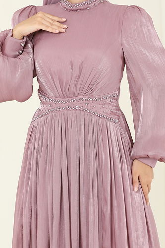 moda selvim Evening Dress 5275D170 Powder - Thumbnail