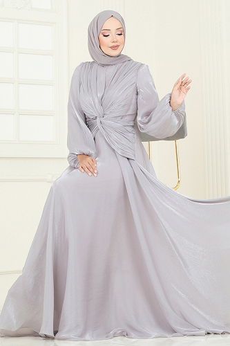 moda selvim فستان سهرة رمادي 5286D170 - Thumbnail