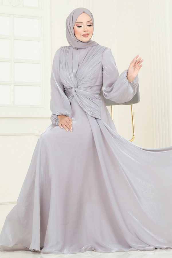 Modaselvim خصم صافٍ20%+20% في سلة التسوق فستان سهرة رمادي 5286D170