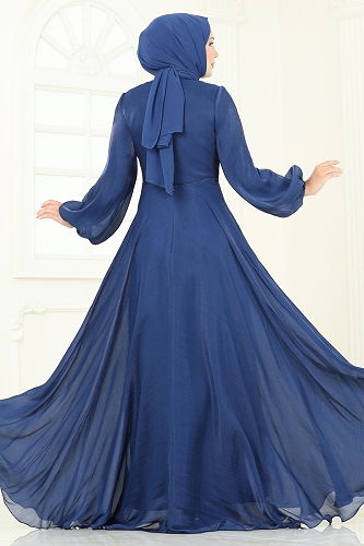 moda selvim Evening Dress 5286D170 Navy Blue - Thumbnail